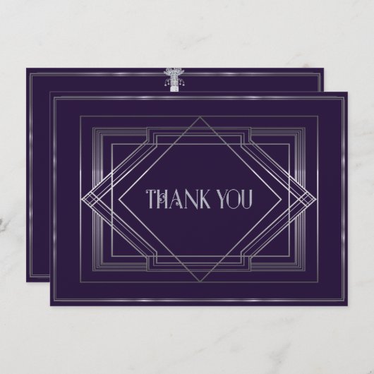 Classic Gatsby Deko Wedding Vielen Dank 3 Manuela Dankeskarte (Vorne/Hinten)