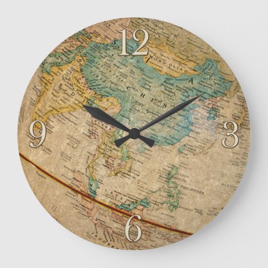 Classic Geographical Globe Artwork Große Wanduhr (Vorderseite)