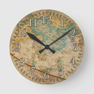 Classic Geographical Globe Artwork Runde Wanduhr