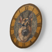 Classic German Shepherd  Rustic Art Home & Office Große Wanduhr (Winkel)