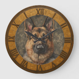 Classic German Shepherd  Rustic Art Home & Office Große Wanduhr