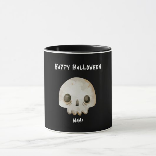 Classic Ghost Skeleton Happy Halloween Mama Tasse (Zentrum)