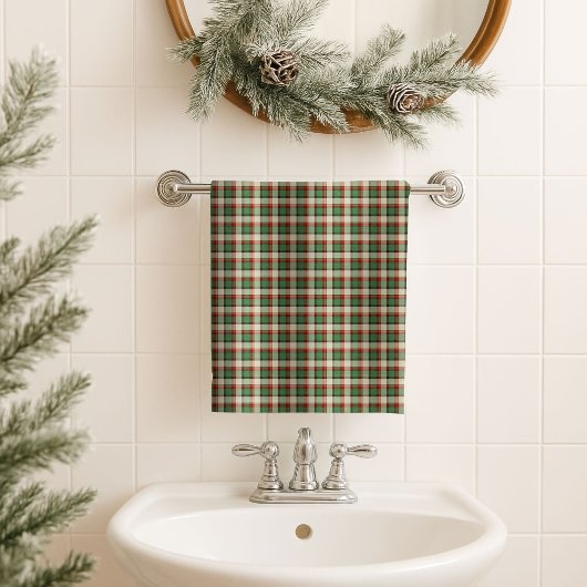 Classic Gift Towel Red Green Plaid for Christmas Badhandtuch Set