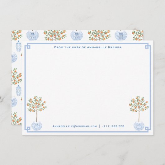 Classic Ginger Jar Stationery | vom Schreibtisch Mitteilungskarte (Vorne/Hinten)