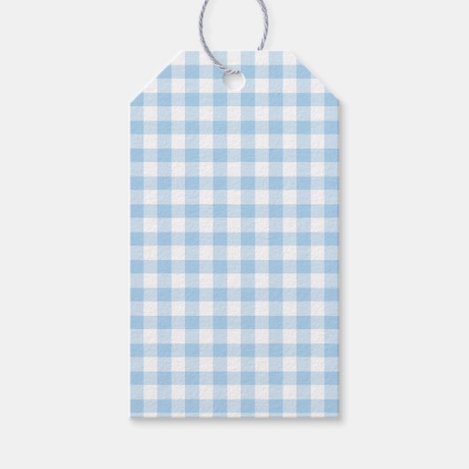 Classic Gingham Baby Blue Geschenkanhänger (Vorderseite)