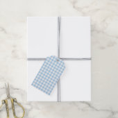 Classic Gingham Baby Blue Geschenkanhänger (Mit Garn)