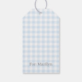 Classic Gingham Baby Blue Geschenkanhänger (Rückseite)