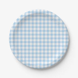 Classic Gingham Baby Blue Pappteller