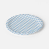 Classic Gingham Baby Blue Pappteller (Schrägansicht)