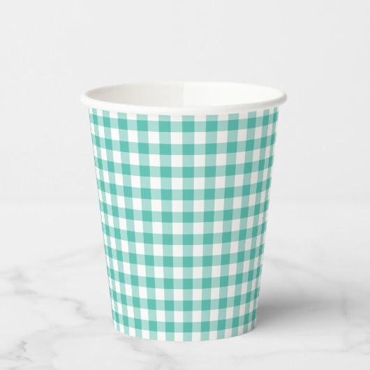 Classic Gingham Bluegrass Green Pappbecher (Links)