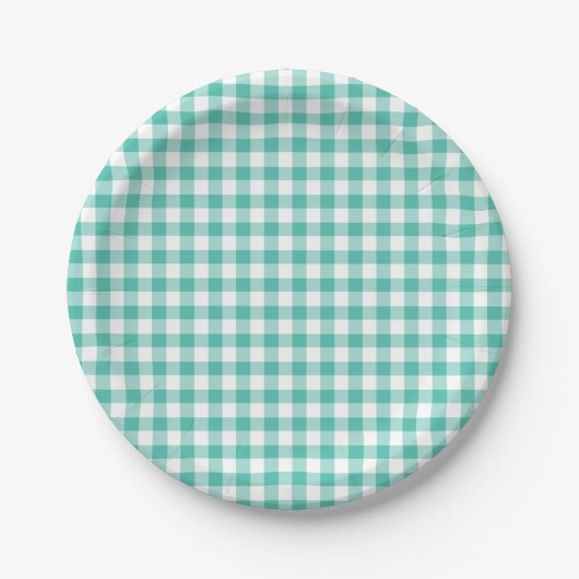 Classic Gingham Bluegrass Green Pappteller (Vorderseite)