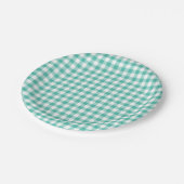 Classic Gingham Bluegrass Green Pappteller (Schrägansicht)
