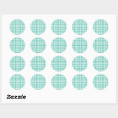 Classic Gingham Bluegrass Green Runder Aufkleber (Blatt)