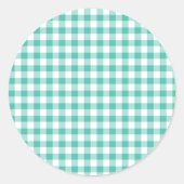 Classic Gingham Bluegrass Green Runder Aufkleber (Vorderseite)