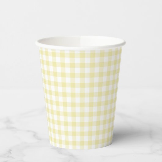 Classic Gingham Butter Yellow Pappbecher (Links)