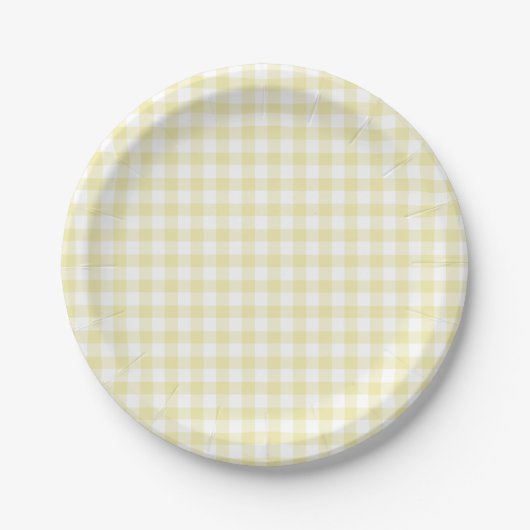 Classic Gingham Butter Yellow Pappteller (Vorderseite)
