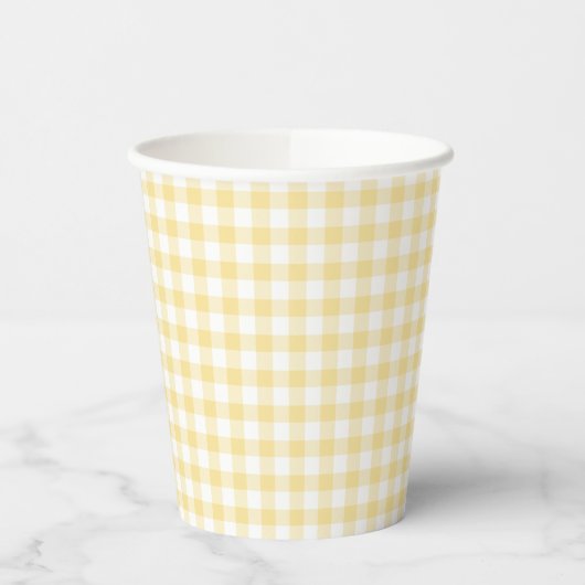 Classic Gingham Canary Yellow Pappbecher (Links)