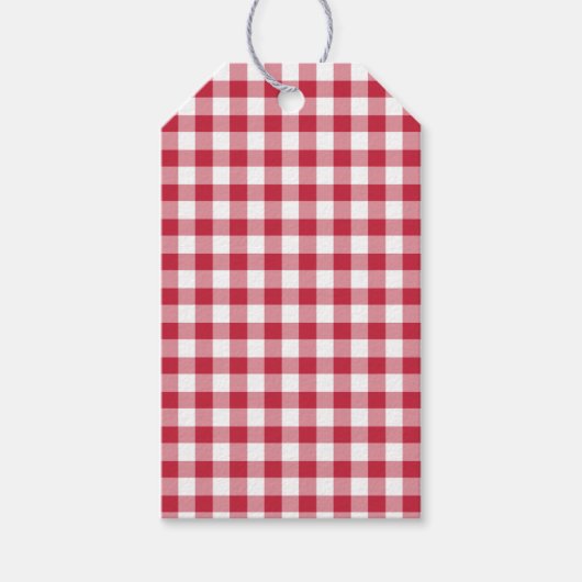 Classic Gingham Cherry Red Geschenkanhänger (Vorderseite)