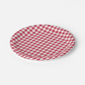Classic Gingham Cherry Red Pappteller (Schrägansicht)