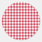 Classic Gingham Cherry Red Runder Aufkleber (Vorderseite)