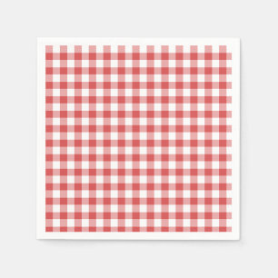 Classic Gingham Coral Red Serviette