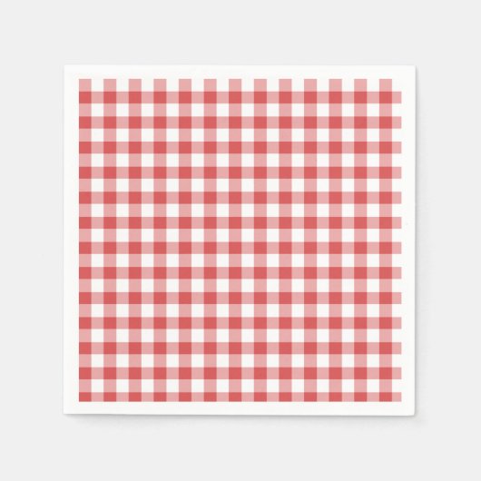 Classic Gingham Coral Red Serviette (Vorderseite)