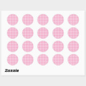 Classic Gingham Fuchsia Runder Aufkleber (Blatt)