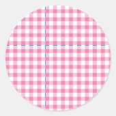Classic Gingham Fuchsia Runder Aufkleber (Vorderseite)