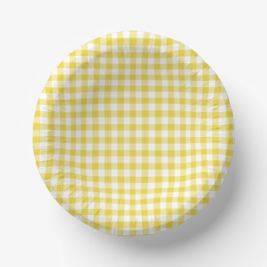 Classic Gingham Golden Yellow Pappteller (Vorderseite)