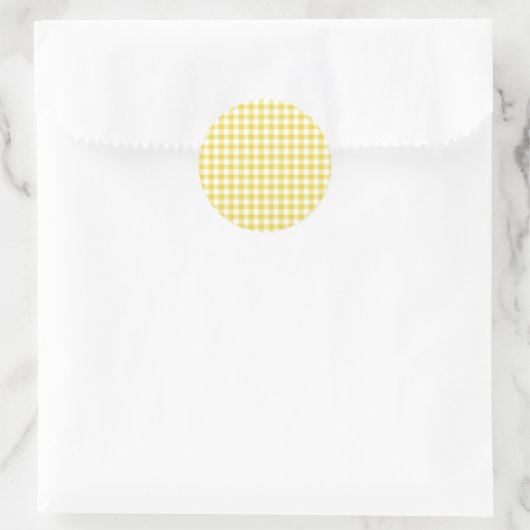 Classic Gingham Golden Yellow Runder Aufkleber (Tasche)