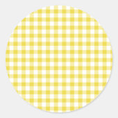 Classic Gingham Golden Yellow Runder Aufkleber (Vorderseite)