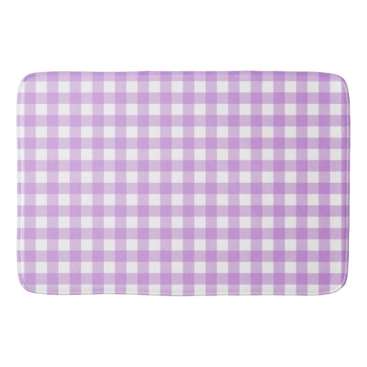 Classic Gingham Karo Kariert Pattern Lilac Badematte (Vorderseite)