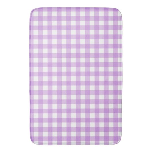 Classic Gingham Karo Kariert Pattern Lilac Badematte (Vorderseite Vertikal)