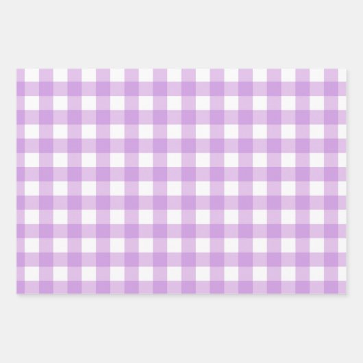 Classic Gingham Karo Kariert Pattern Lilac Geschenkpapier Set (Vorderseite 3)