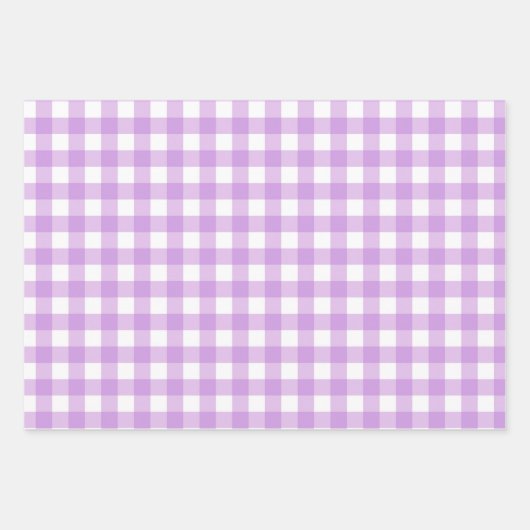 Classic Gingham Karo Kariert Pattern Lilac Geschenkpapier Set (Vorderseite 2)