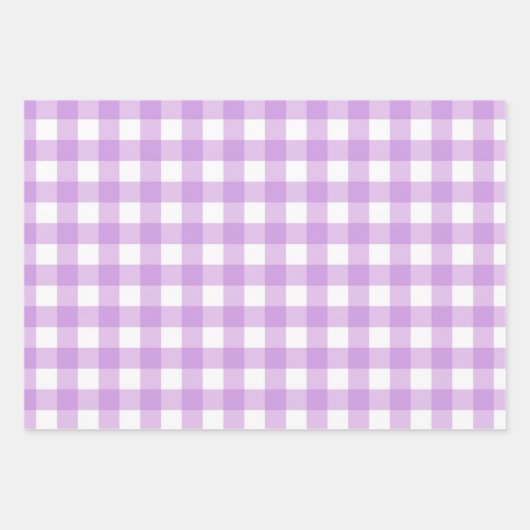 Classic Gingham Karo Kariert Pattern Lilac Geschenkpapier Set (Vorderseite)