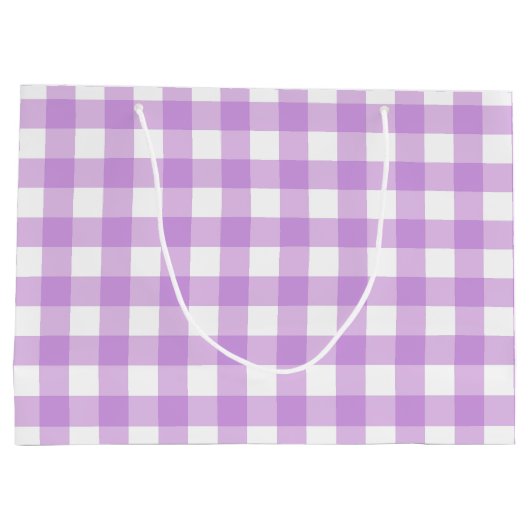 Classic Gingham Karo Kariert Pattern Lilac Große Geschenktüte (Rückseite)