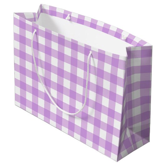Classic Gingham Karo Kariert Pattern Lilac Große Geschenktüte (Rückseite Schrägansicht)