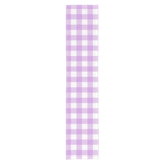 Classic Gingham Karo Kariert Pattern Lilac Kurzer Tischläufer (Vorderseite)