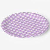 Classic Gingham Karo Kariert Pattern Lilac Pappteller (Schrägansicht)
