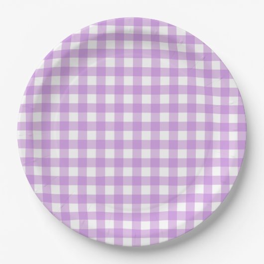 Classic Gingham Karo Kariert Pattern Lilac Pappteller (Vorderseite)