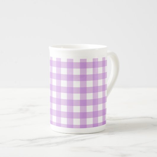 Classic Gingham Karo Kariert Pattern Lilac Porzellantasse (Vorderseite Rechts)