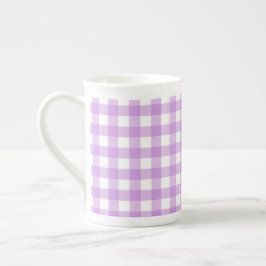 Classic Gingham Karo Kariert Pattern Lilac Porzellantasse