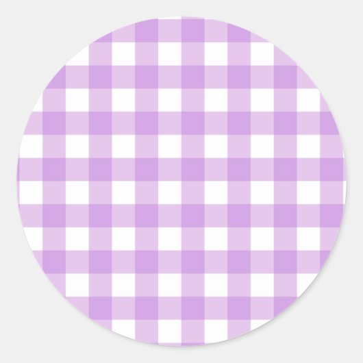 Classic Gingham Karo Kariert Pattern Lilac Runder Aufkleber (Vorderseite)