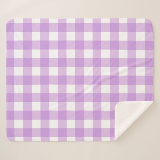 Classic Gingham Karo Kariert Pattern Lilac Sherpadecke (Vorderseite (Horizontal))