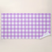 Classic Gingham Karo Kariert Pattern Lilac Strandtuch (Vorderseite)