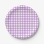 Classic Gingham Karo Kariert Pattern Pastel Lila Pappteller (Vorderseite)