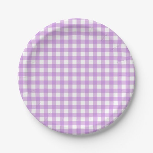 Classic Gingham Karo Kariert Pattern Pastel Lila Pappteller (Vorderseite)
