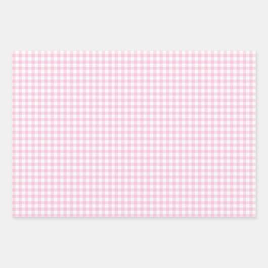 Classic Gingham Light Pink Geschenkpapier Set (Vorderseite)
