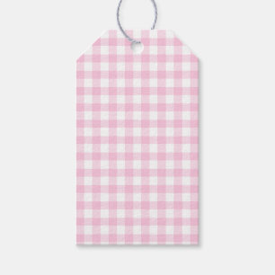Classic Gingham Light Pink Gift Tag Geschenkanhänger